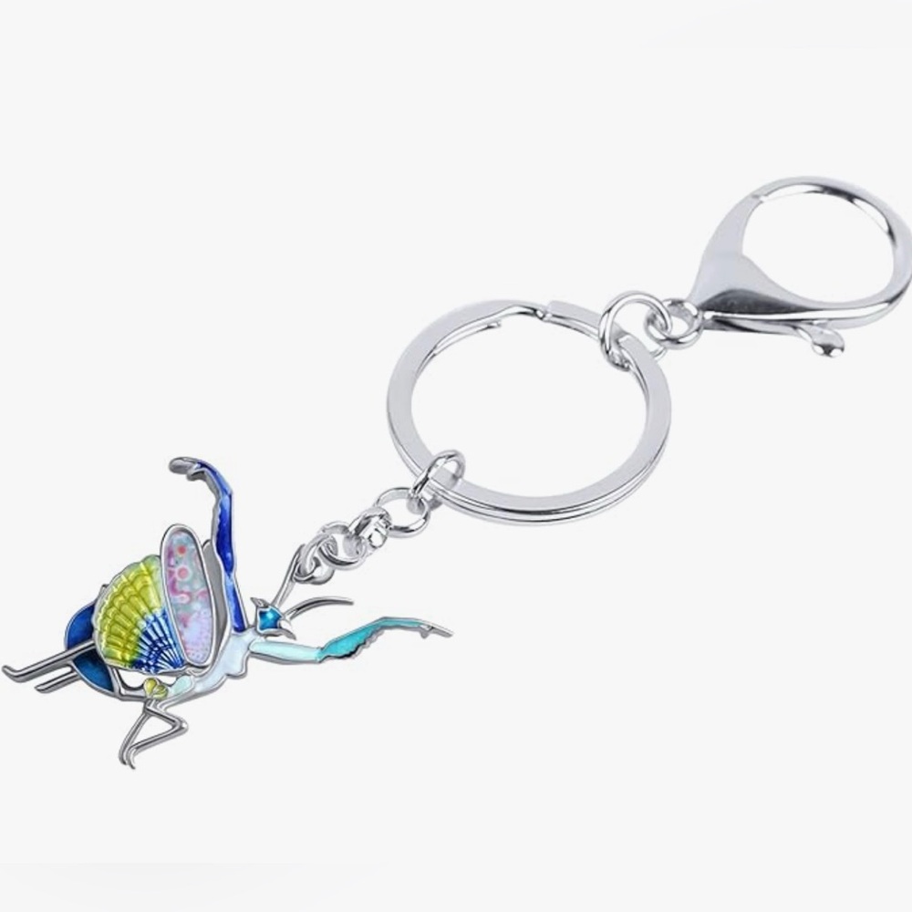 Praying Mantis Alloy Keychain Insect Bug Key Chain - Picture 3 of 6